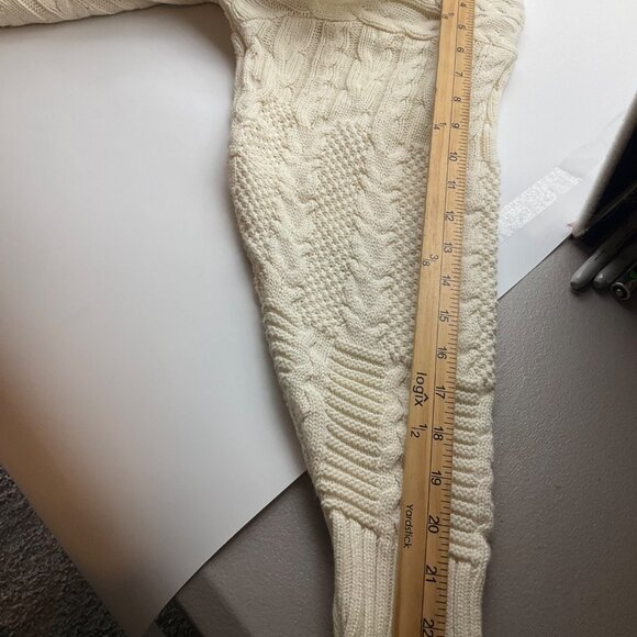 VTG Liz Claiborne Large Beige All over Cable Knit Fisherman Sweater Chunky - Picture 7 of 9